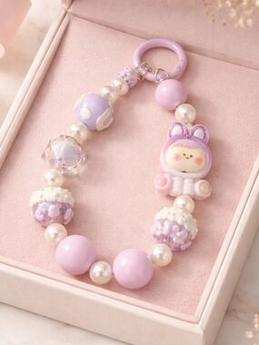 Cartoon Phone Charm From The lilith Series ,Hand Painted Bead Phone Charm